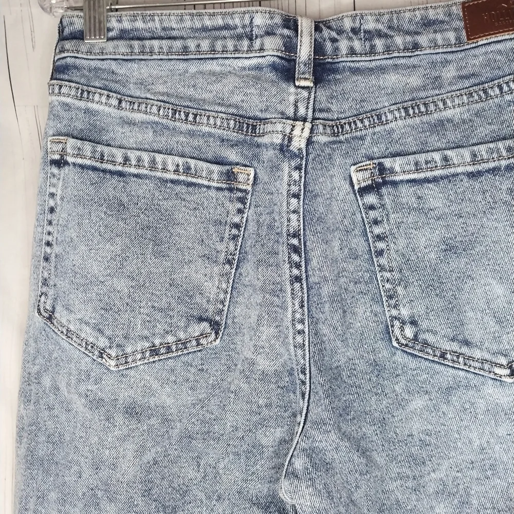 Hollister Ultra High-Rise Mom Jeans With Plaid Patchwork With Raw Hem - Picture 11 of 12